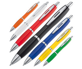 Plastic ball pen with metal clip