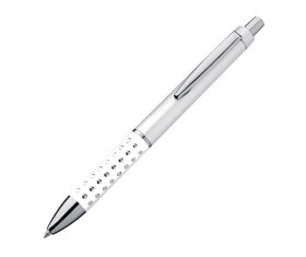 Plastic ball pen with sparkling dot grip zone