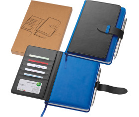 Notebook with business card compartments