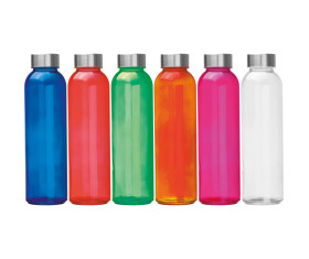 Transparent drinking bottle with grey lid