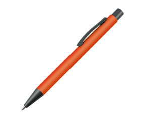 Plastic ballpoint pen with metal clip